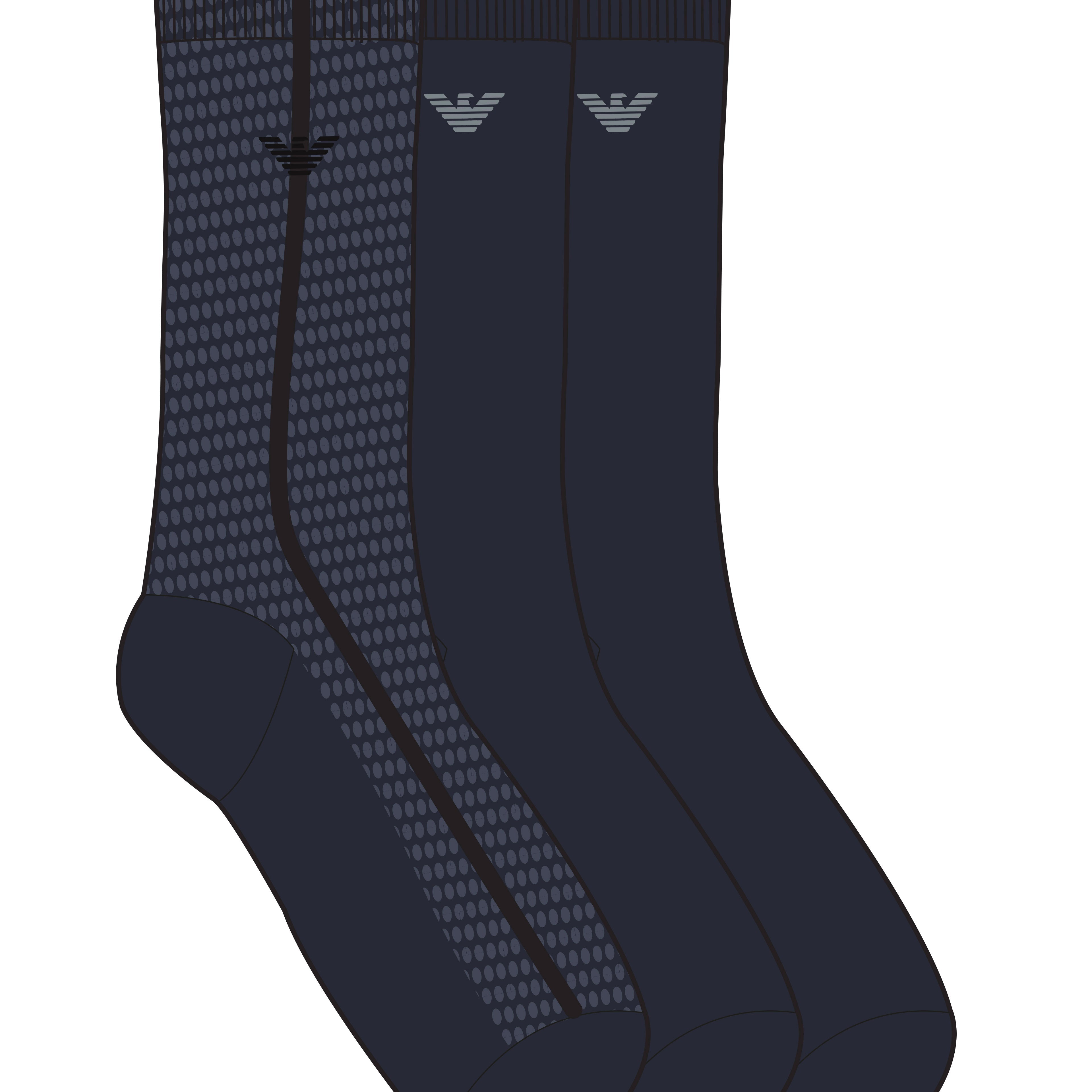 Emporio Armani 2 Pack Textured Cotton Blend Socks Texture Blue Armani Blue
