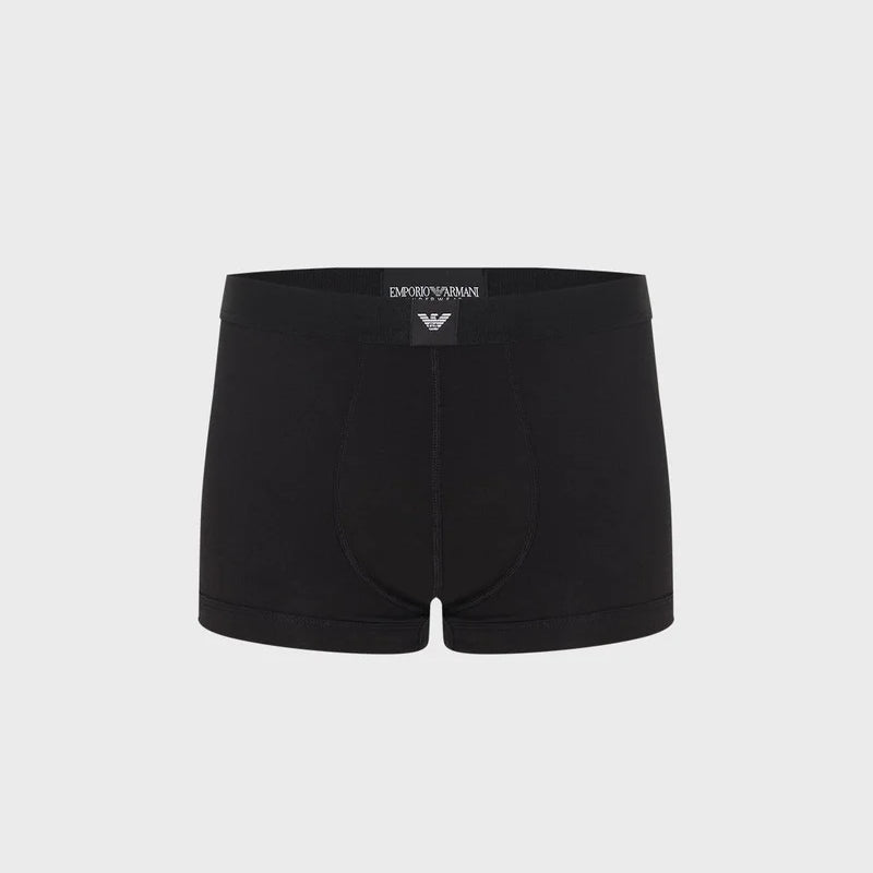 Emporio Armani 3-Pack Stretch Cotton Jersey Trunks, Black – Essential Logo Waistband