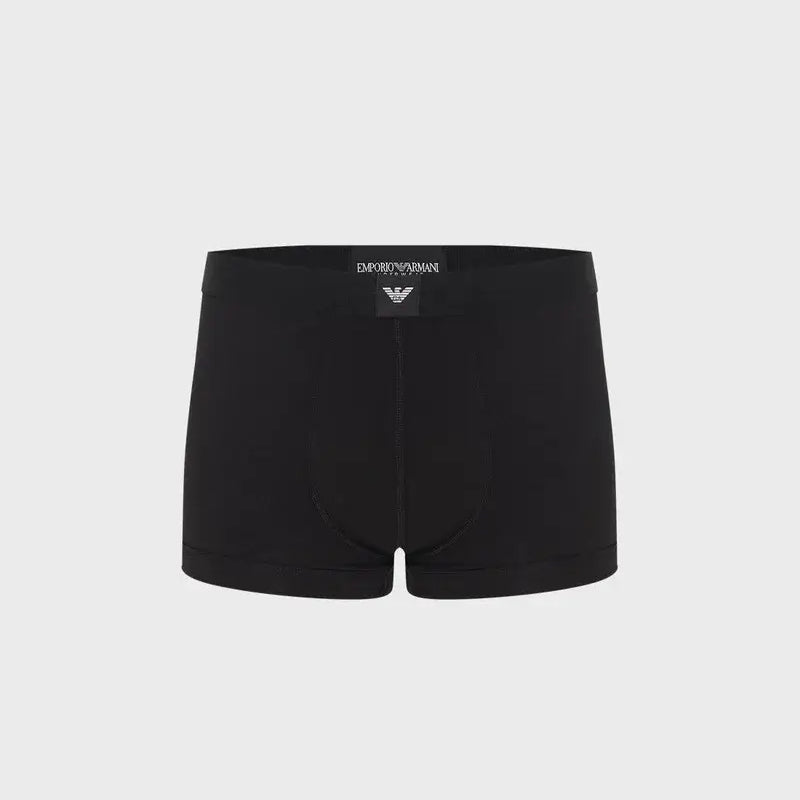 Emporio Armani 3-Pack Stretch Cotton Jersey Trunks, Black – Essential Logo Waistband