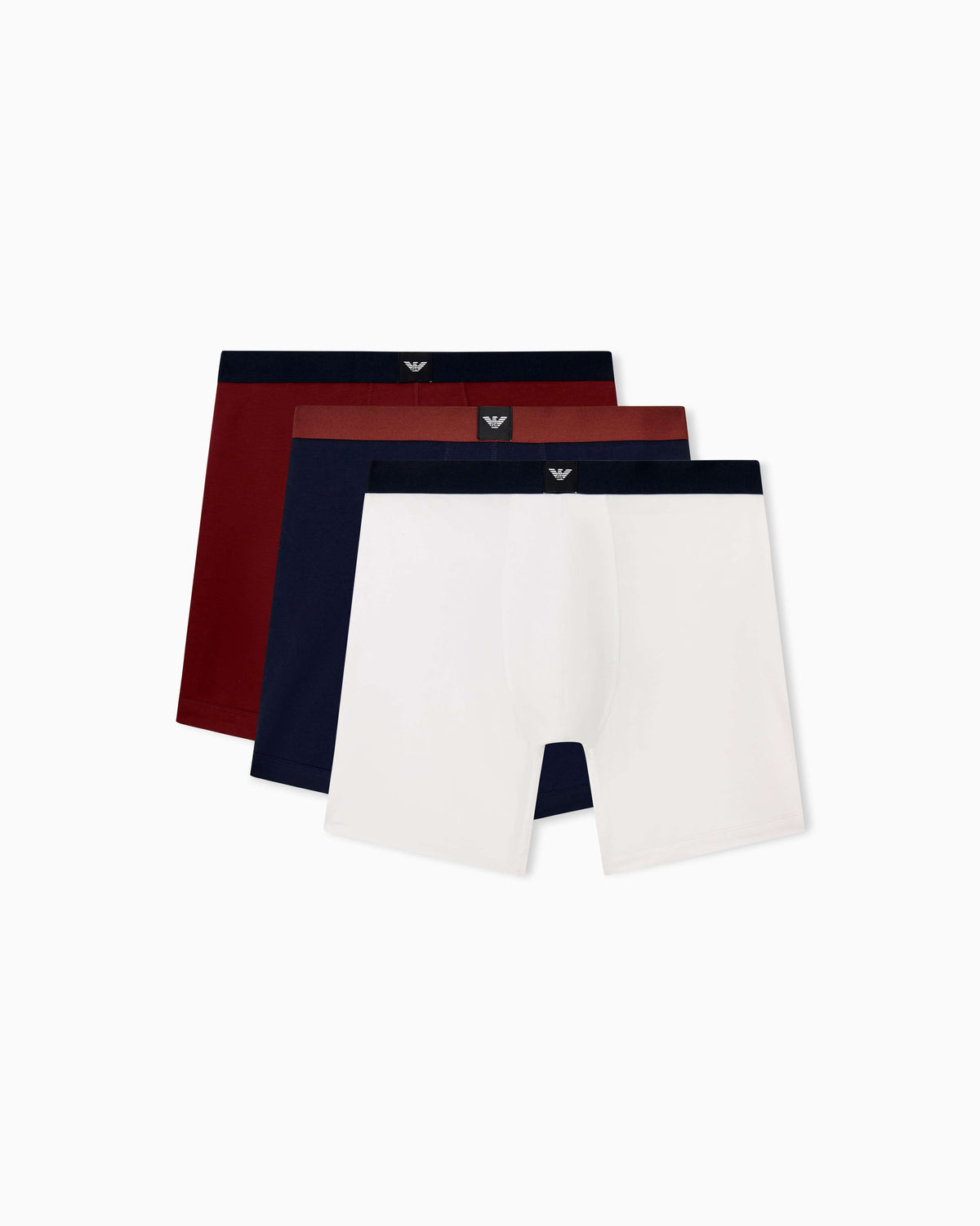 Emporio Armani 3 Pack Stretch Cotton Boxer Briefs – White/Blue/Brick