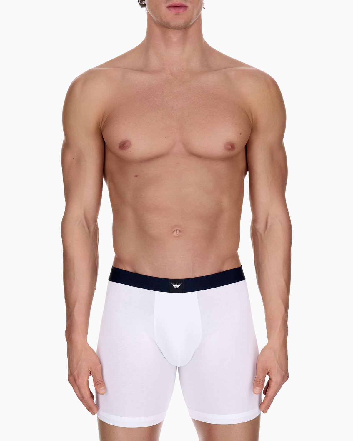 Emporio Armani 3 Pack Stretch Cotton Boxer Briefs – White/Blue/Brick