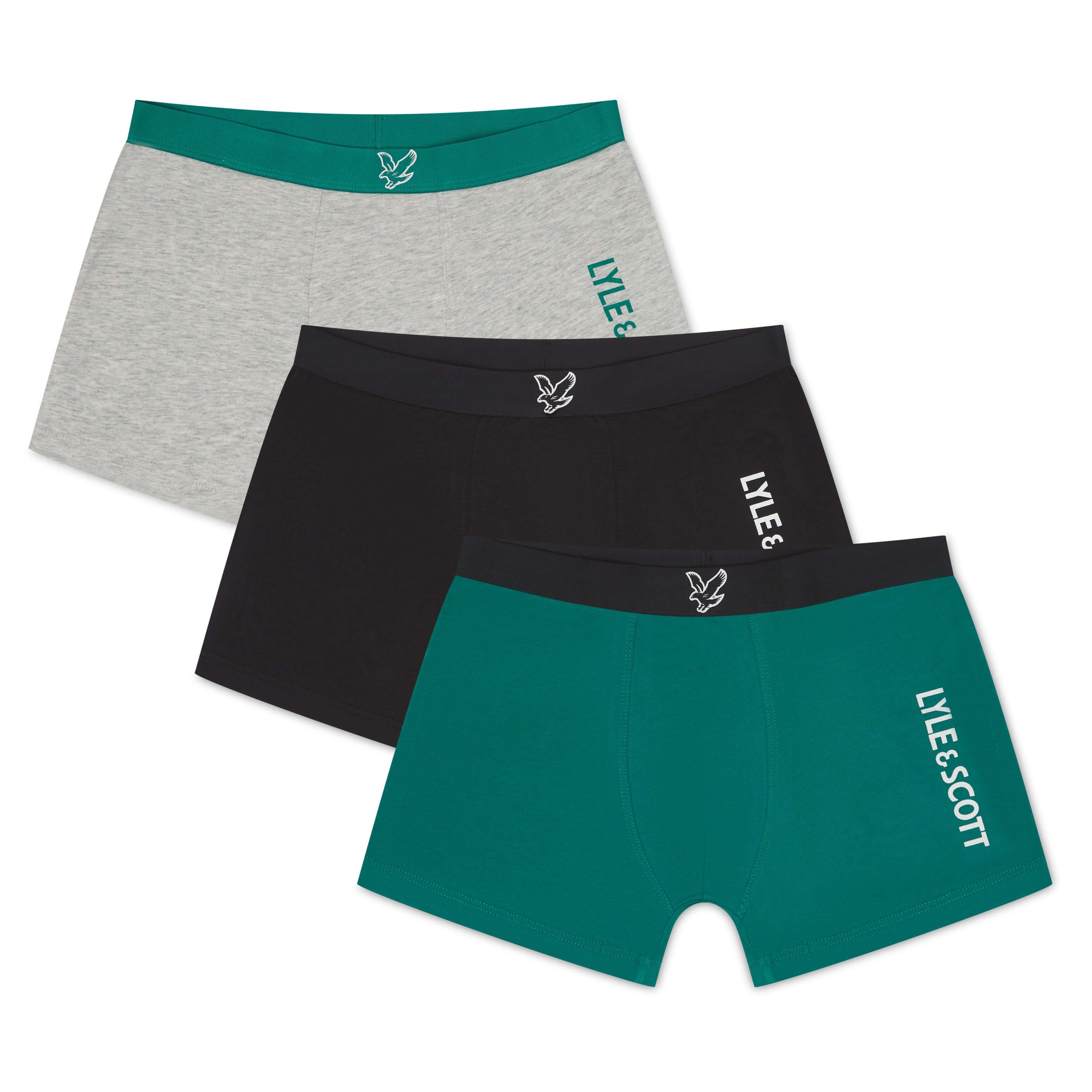 Lyle and Scott 3 Pack Boys Enrico Boxers - Black/Green/Grey