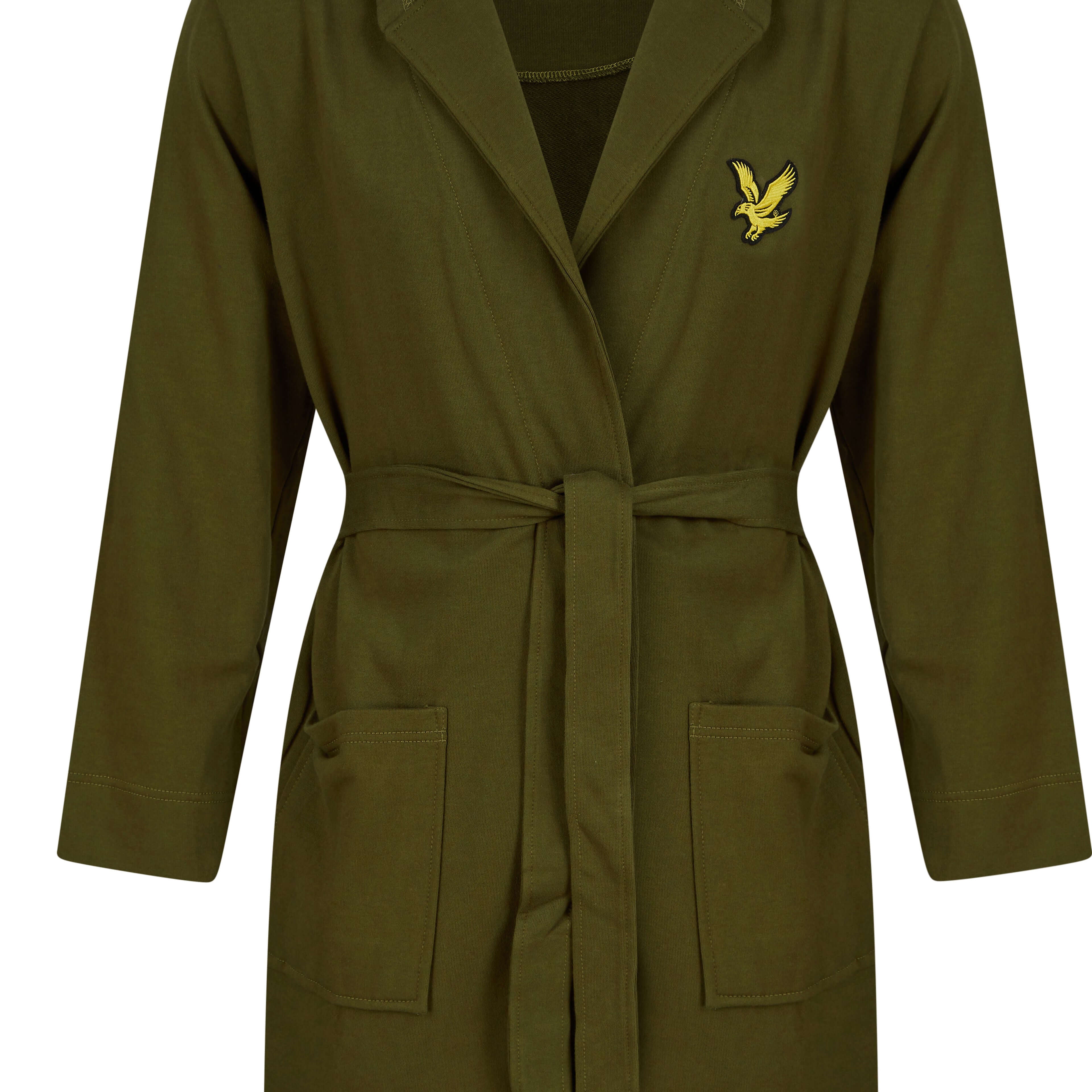 Lyle & Scott Mens Enzo Hooded Frech Terry Bathrobe - Dark Olive