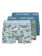 Jack & Jones Jacflower Bird Trunks 3 Pack Cotton Stretch Boxers - Chambray Blue