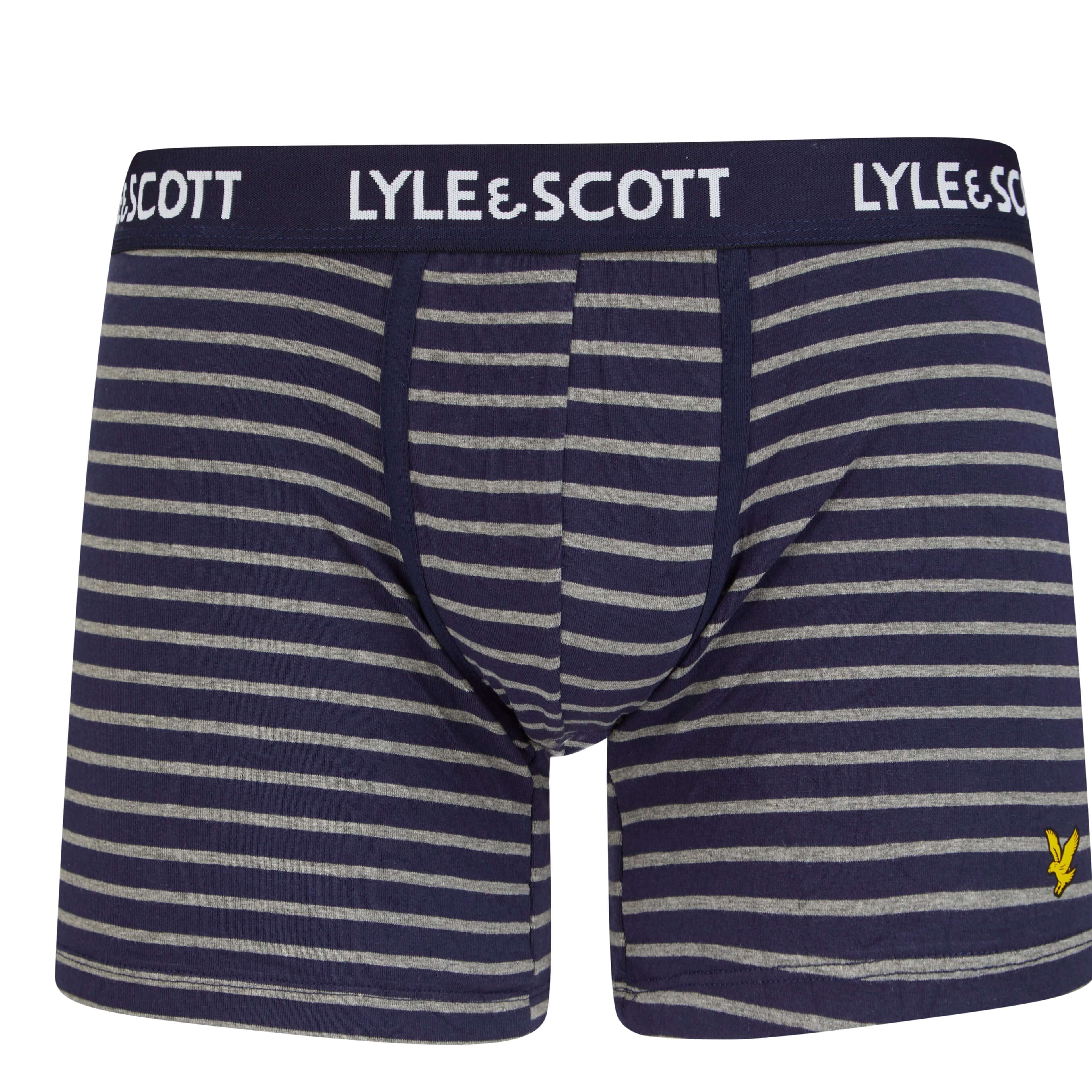 Lyle & Scott 3 Pack Men's Ethan Trunks - Peacoat/Stripes/ Grey Marl