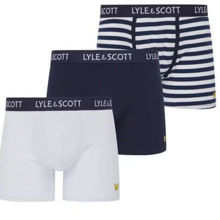 Lyle & Scott 3 Pack Men's Ethan Trunks - Peacoat/Stripes/ White