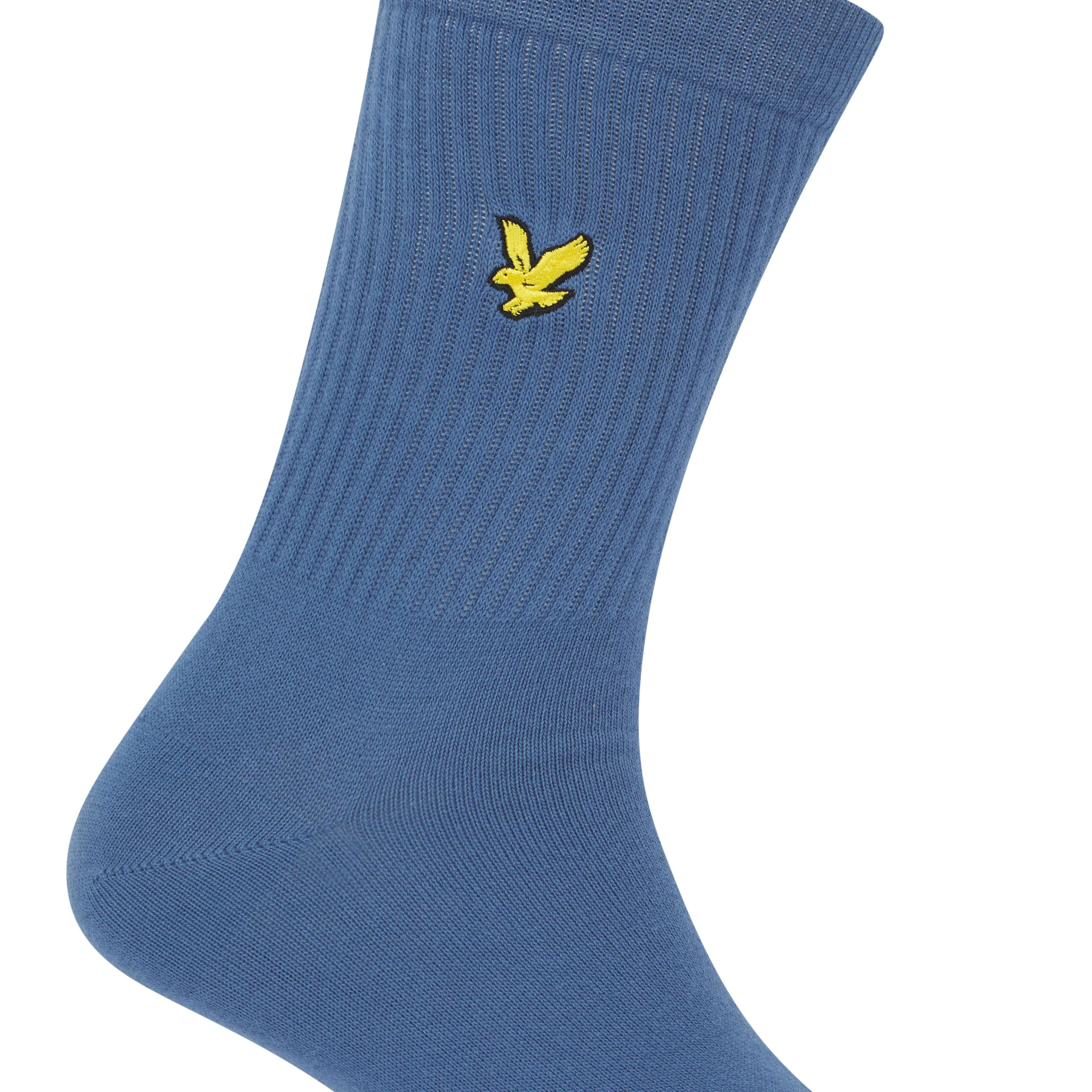 Lyle & Scott 3 Pack Fabian Crew Socks - Stripe/Peacoat/Blue