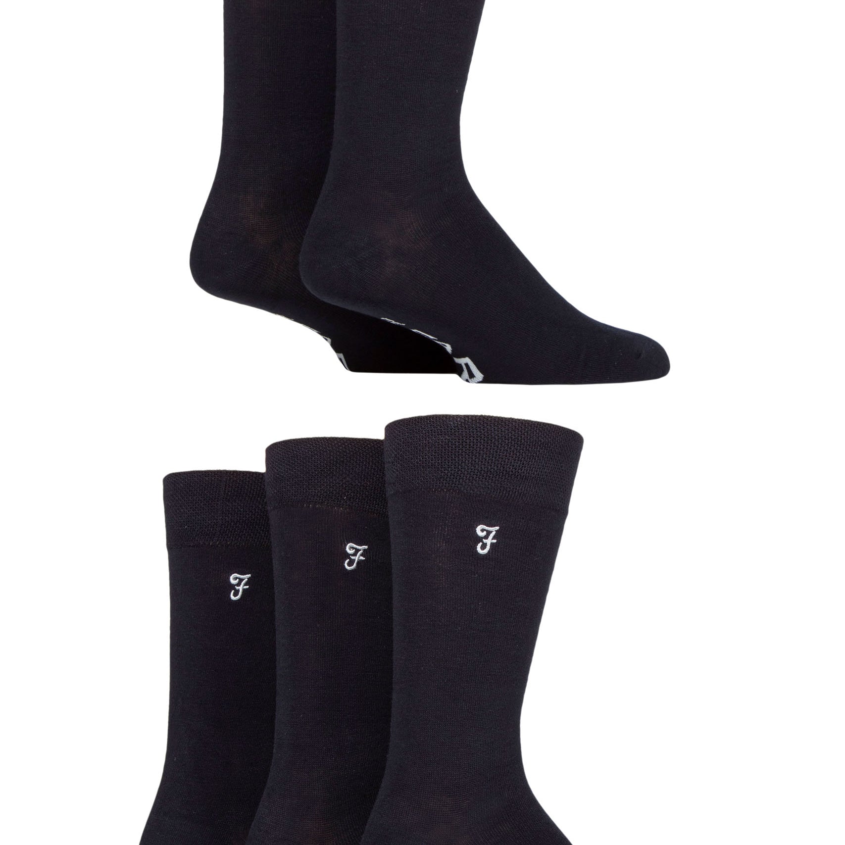 Farah Men’s 5 Pack Plain Bamboo Everyday Socks – Black, Navy & Charcoal (UK 6-11)