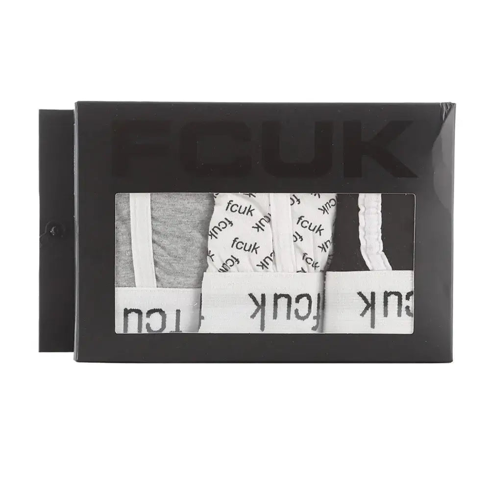 French Connection Mens 3 Pack Boxers - Black/Grey/Allover Print Trunks