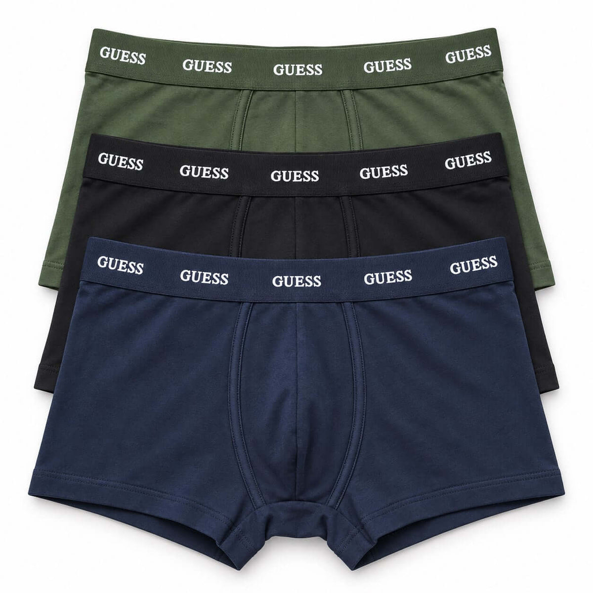 GUESS Men's Joe Boxer Trunks 3-Pack – Navy Forest Black