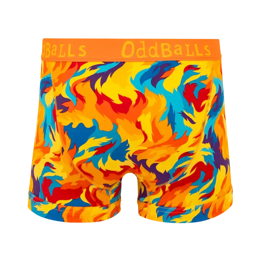 Oddballs Great Balls of Fire Mens Boxer Shorts - Orange, Multi