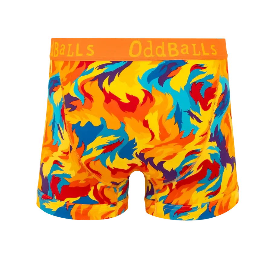 Oddballs Great Balls of Fire Mens Boxer Shorts - Orange, Multi