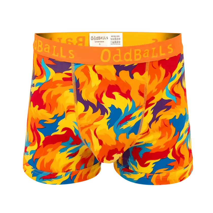 Oddballs Great Balls of Fire Mens Boxer Shorts - Orange, Multi