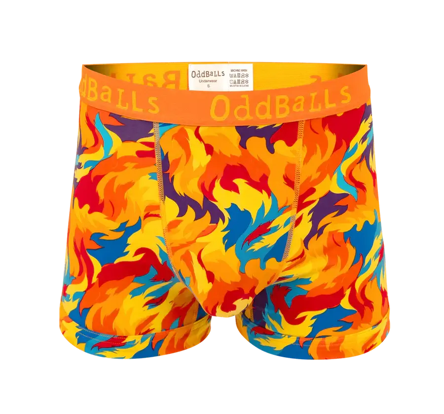 Oddballs Great Balls of Fire Mens Boxer Shorts - Orange, Multi
