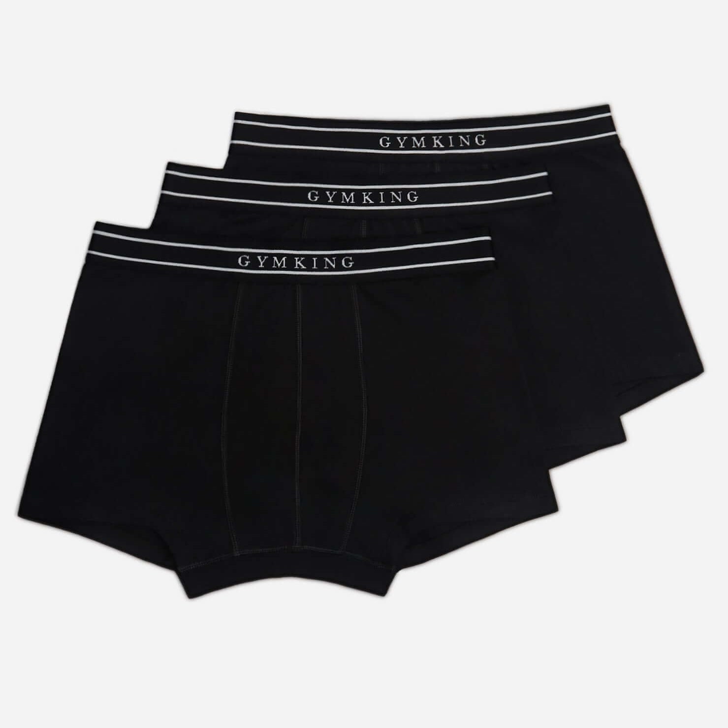 Gym King 3 Pack Men's Boxers, Cotton Stretch Trunks - Black