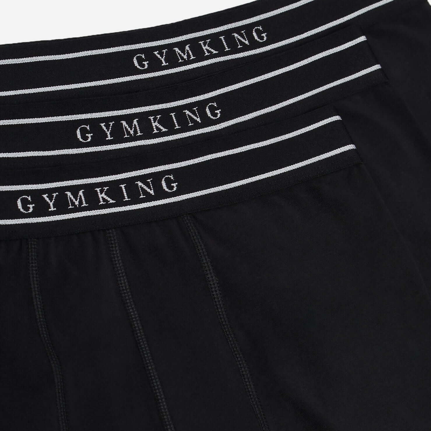 Gym King 3 Pack Men's Boxers, Cotton Stretch Trunks - Black