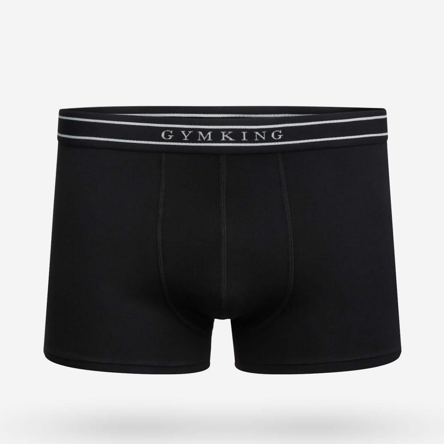 Gym King 3 Pack Men's Boxers, Cotton Stretch Trunks - Black
