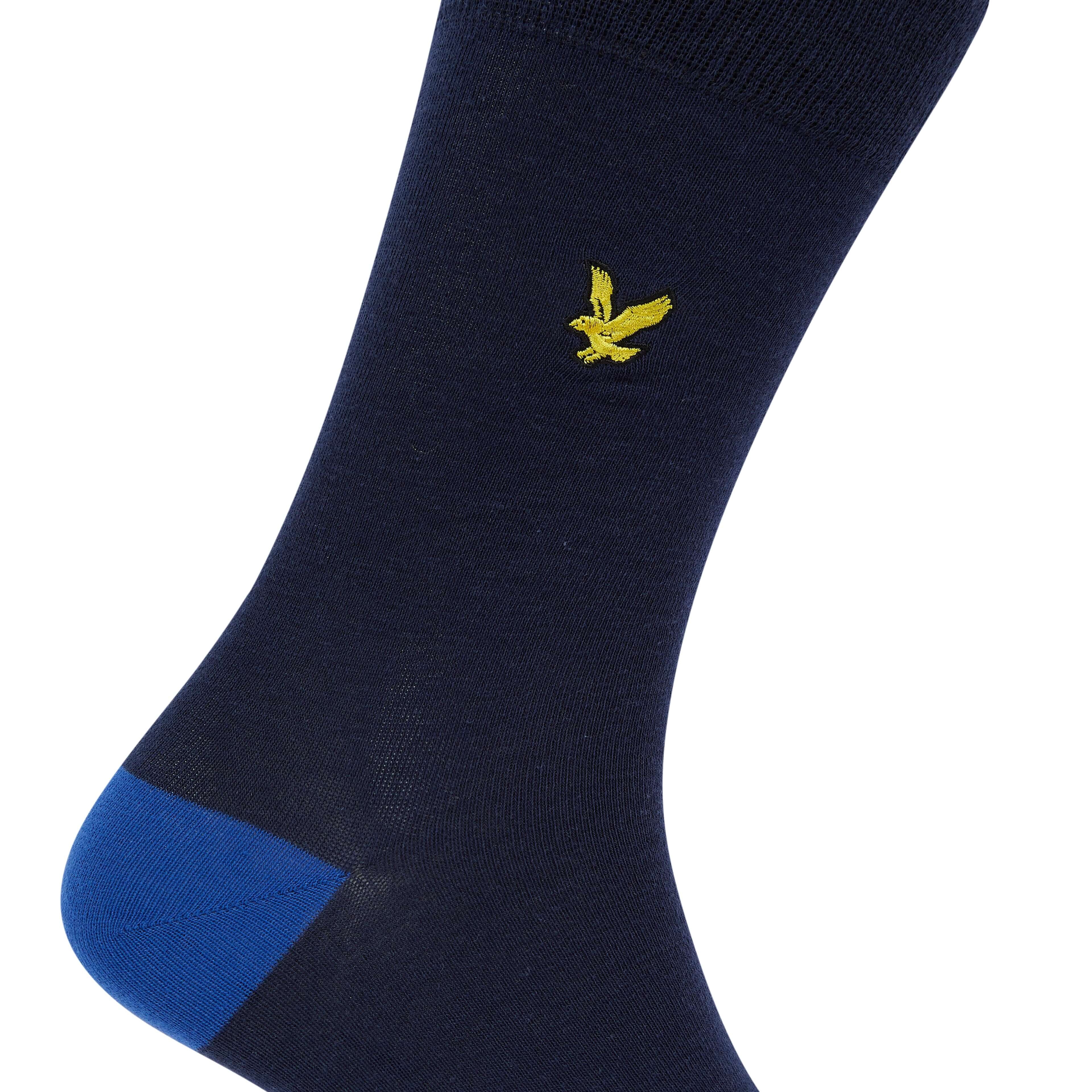 Lyle & Scott 5 Pack Contrast Heel and Toe Socks - Peacoat