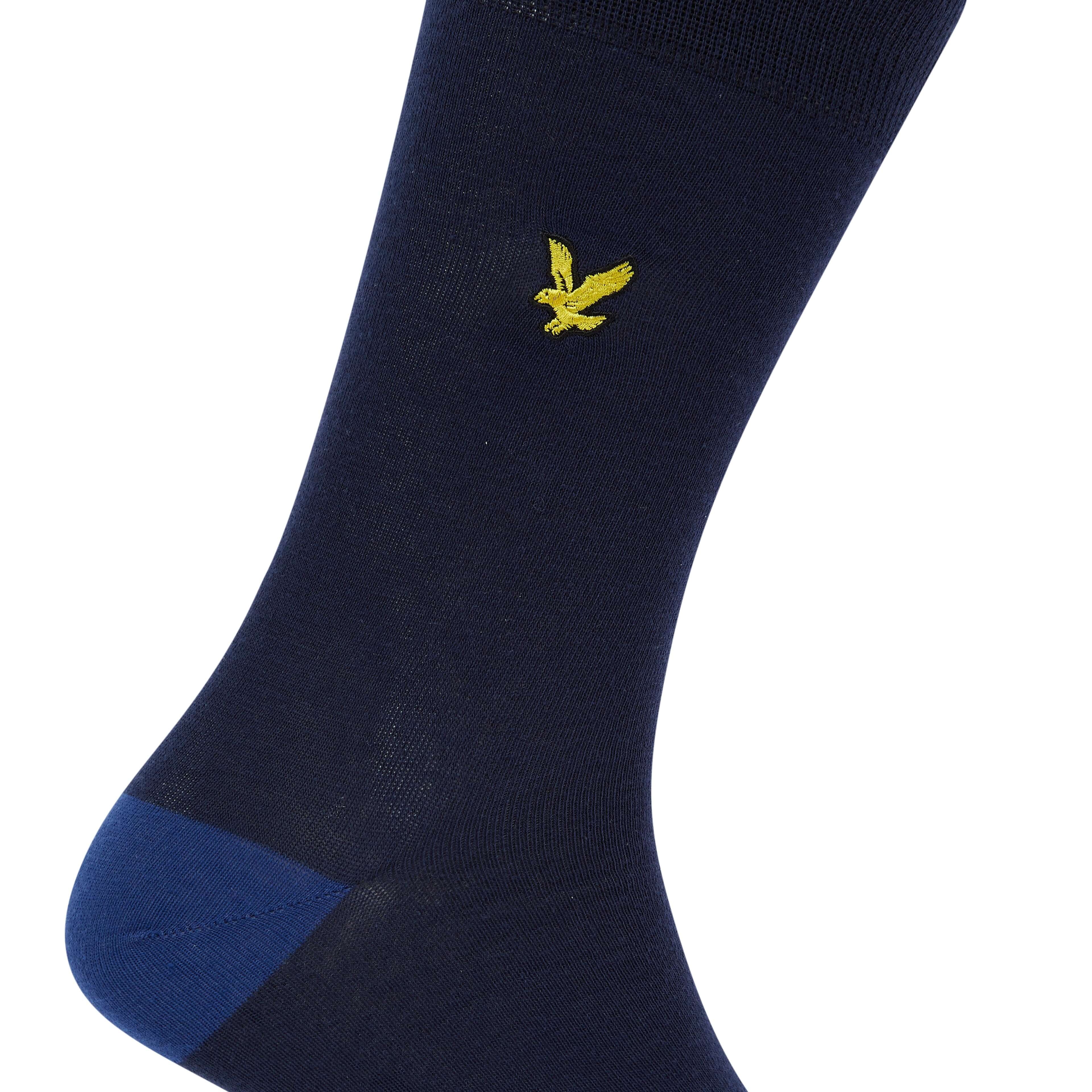 Lyle & Scott 5 Pack Contrast Heel and Toe Socks - Peacoat
