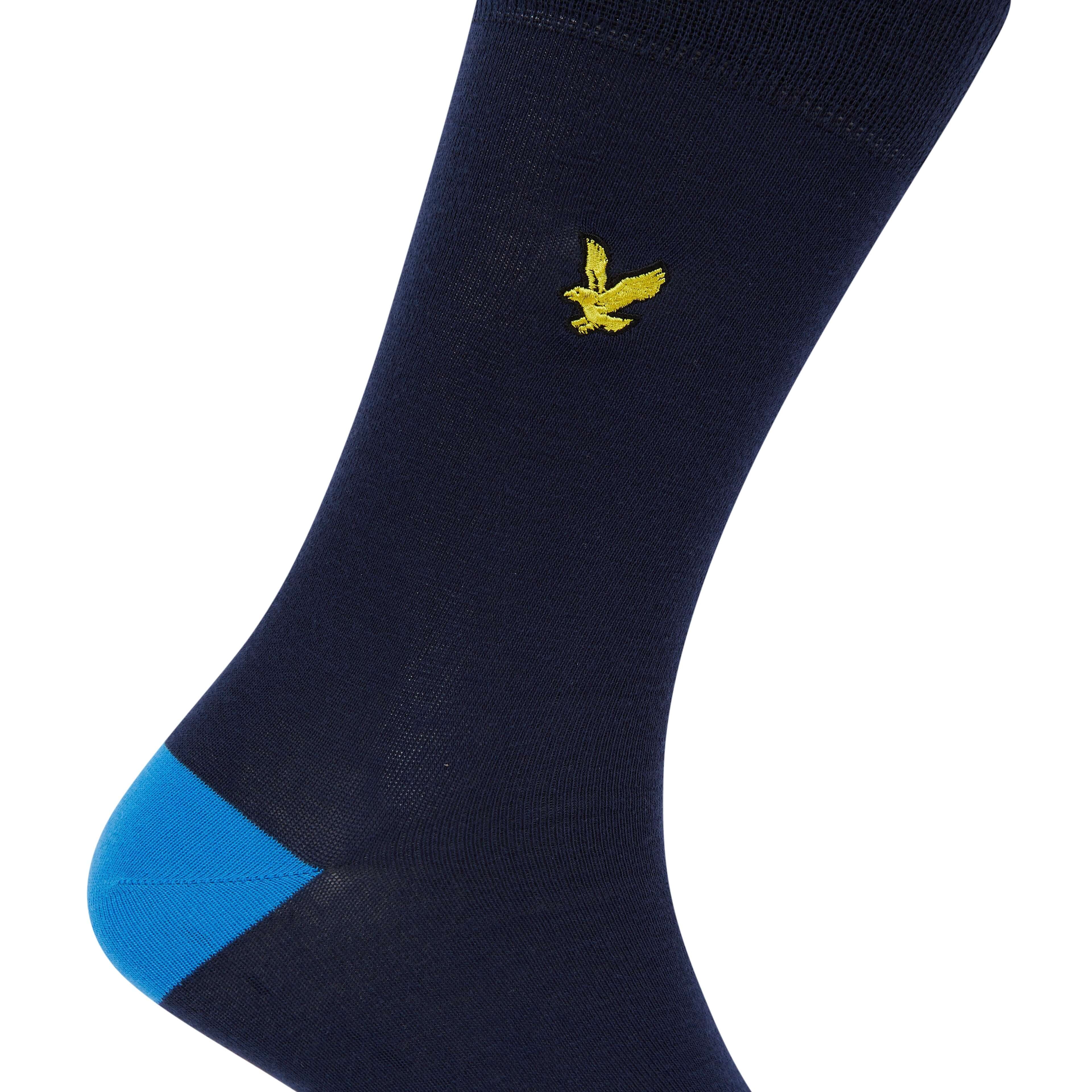 Lyle & Scott 5 Pack Contrast Heel and Toe Socks - Peacoat