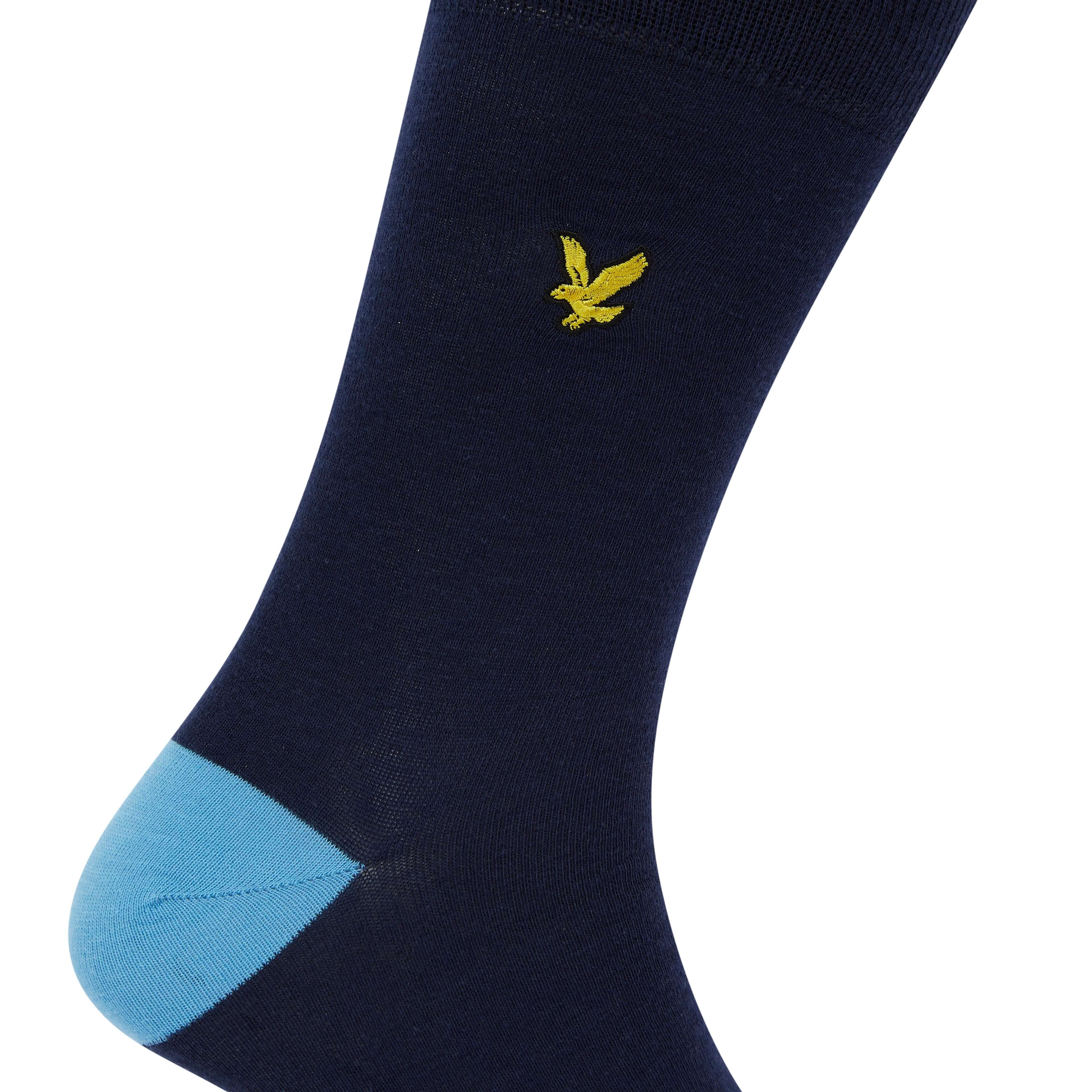 Lyle & Scott 5 Pack Contrast Heel and Toe Socks - Peacoat