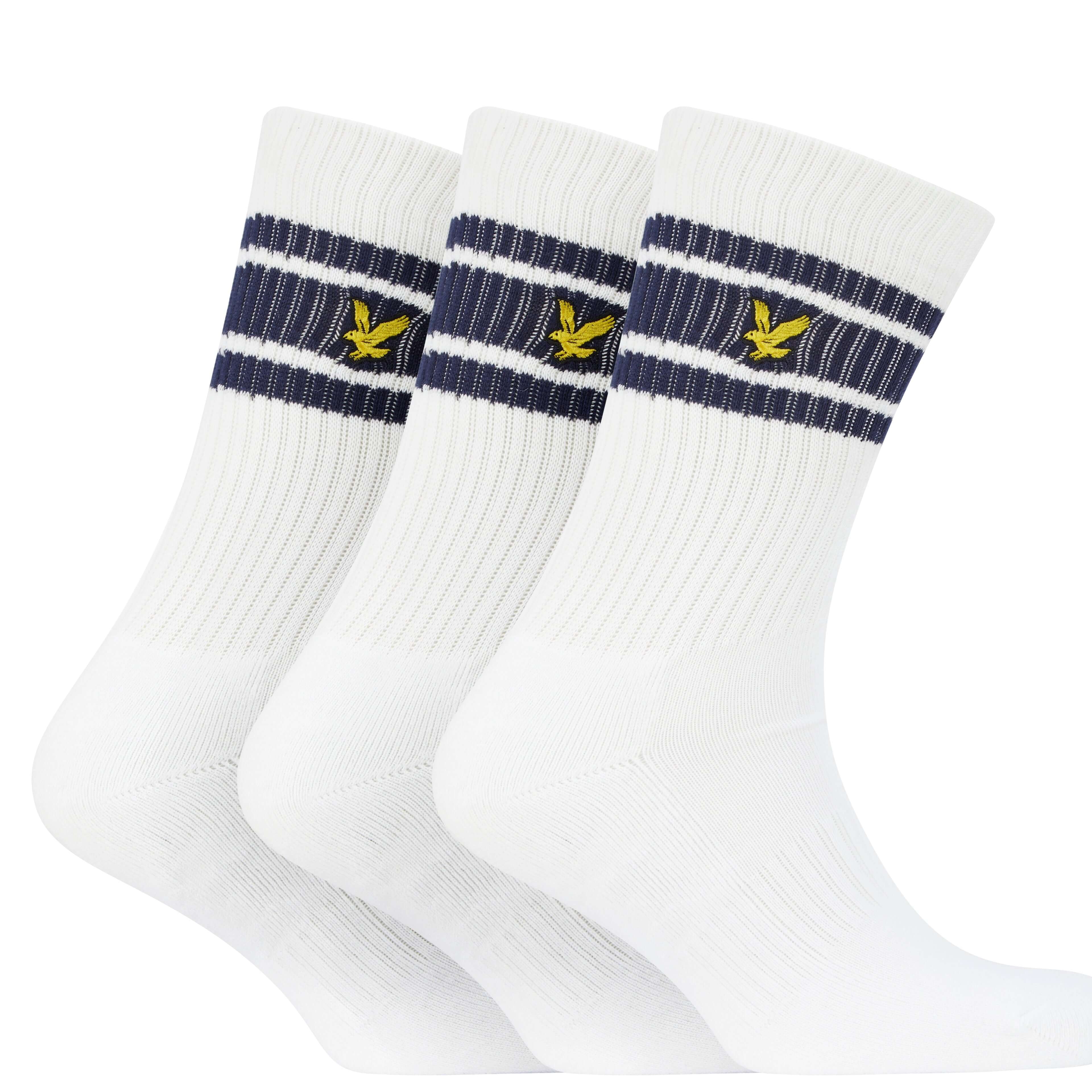 Lyle & Scott Mens Grant 3 Pack Sport Socks - White