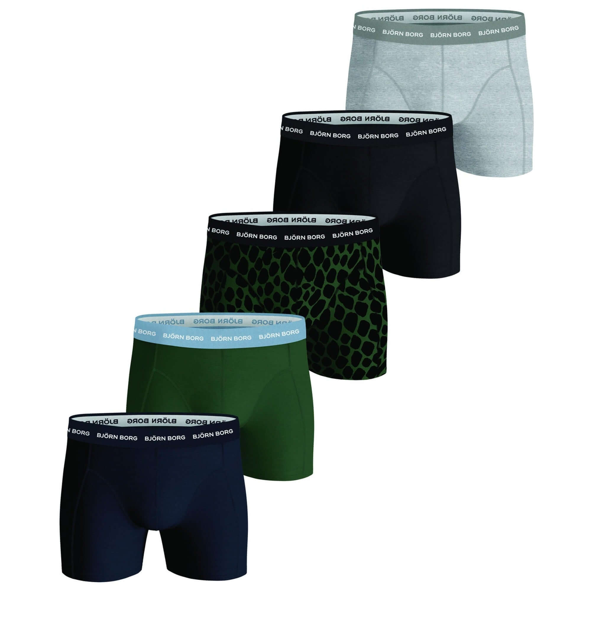 Björn Borg 5 Pack Essential Boxer - Green Print