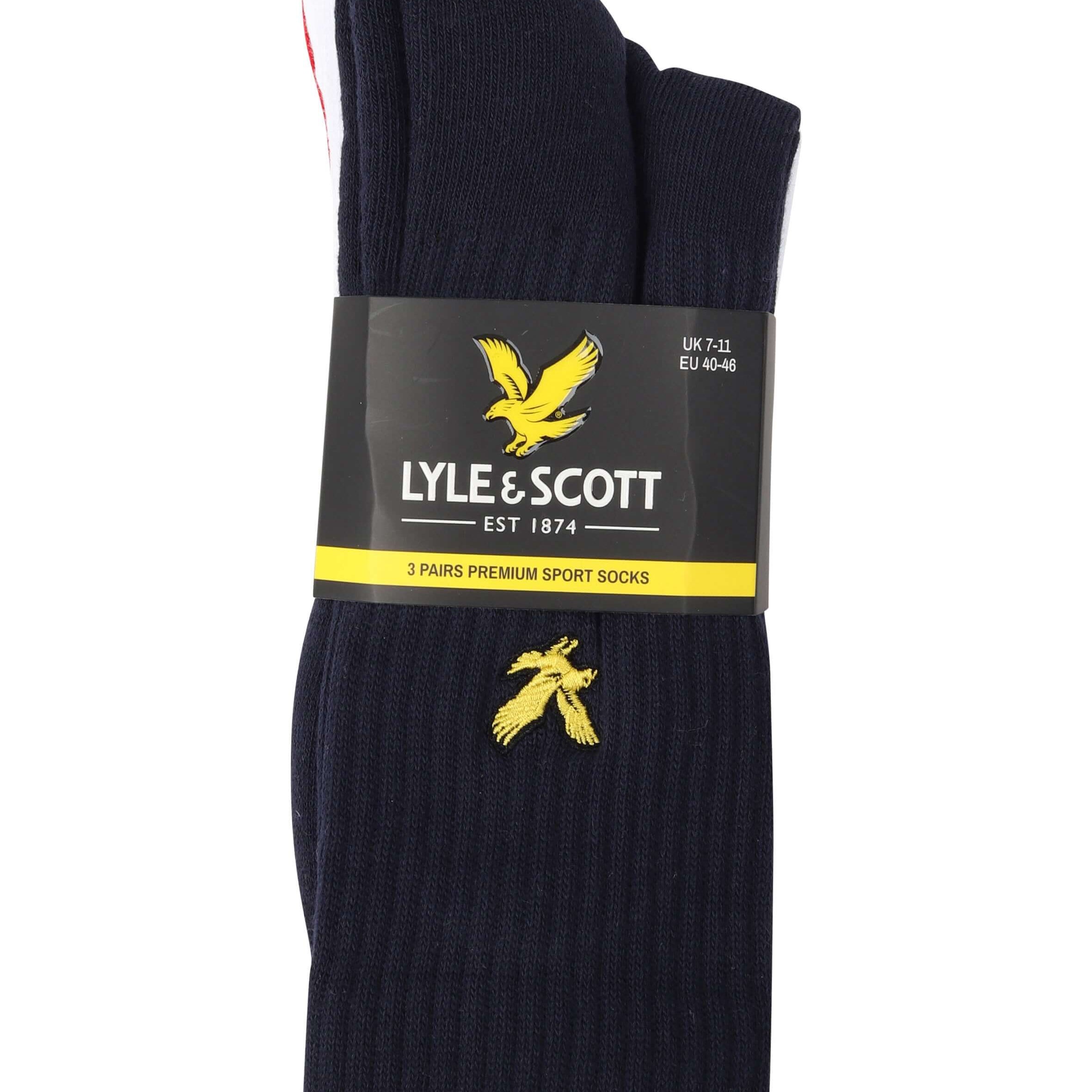 Lyle & Scott 3 Pack Hamilton Crew Socks - Peacoat | Everyday Comfort
