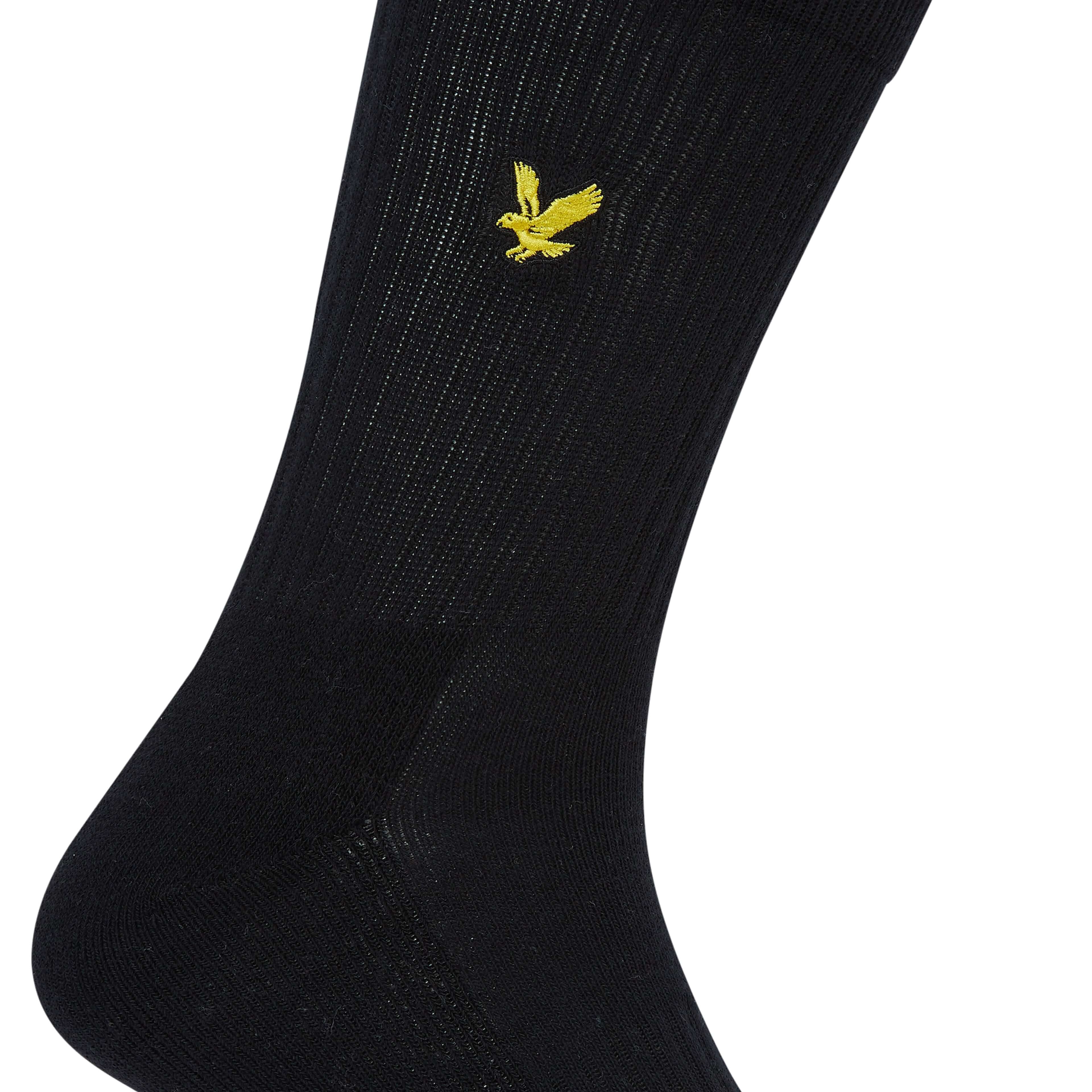Lyle & Scott 3 Pack Hamilton Crew Socks - Dark Olive / Bright White / Black
