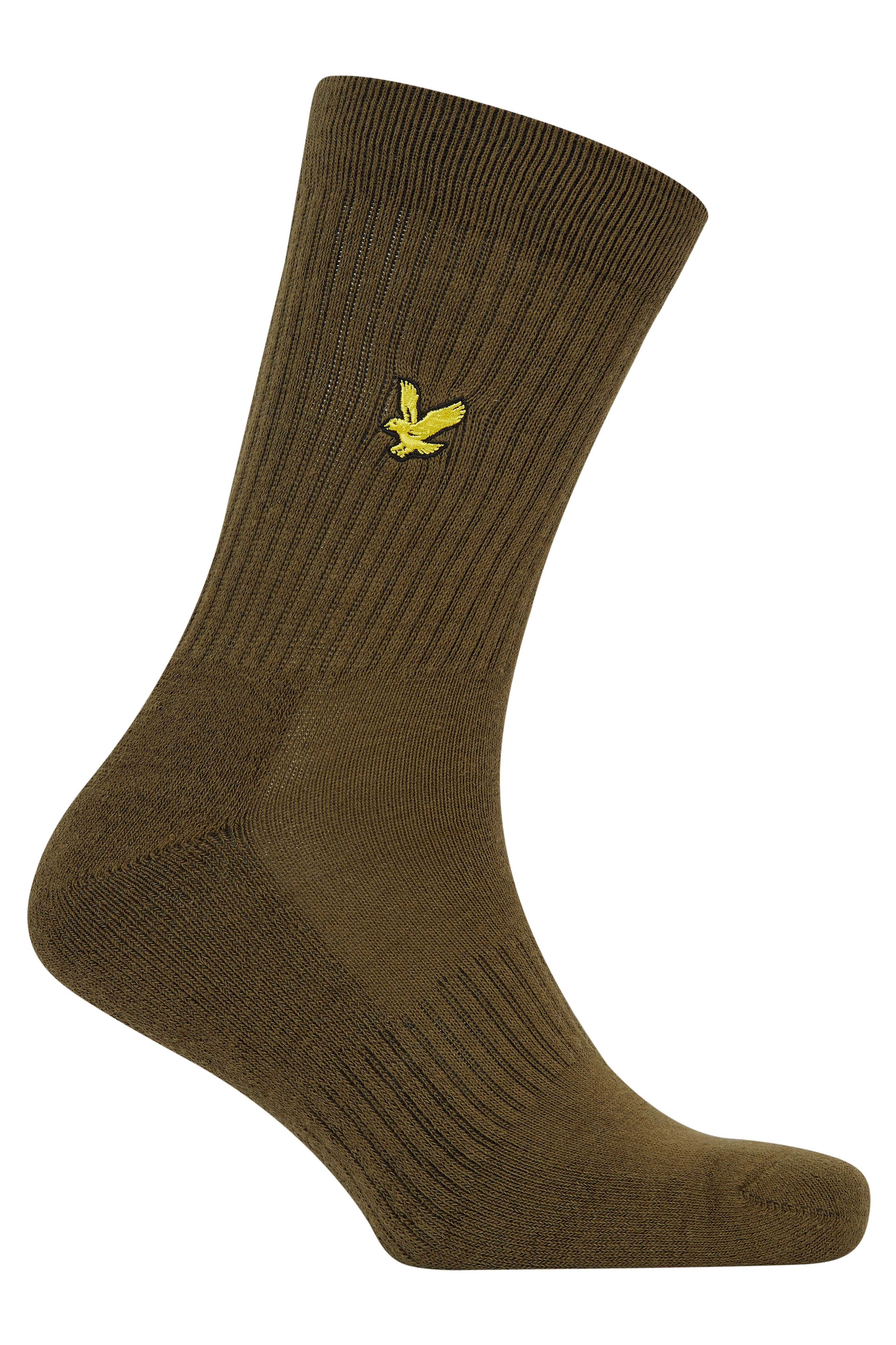Lyle & Scott 3 Pack Hamilton Crew Socks - Dark Olive / Bright White / Black