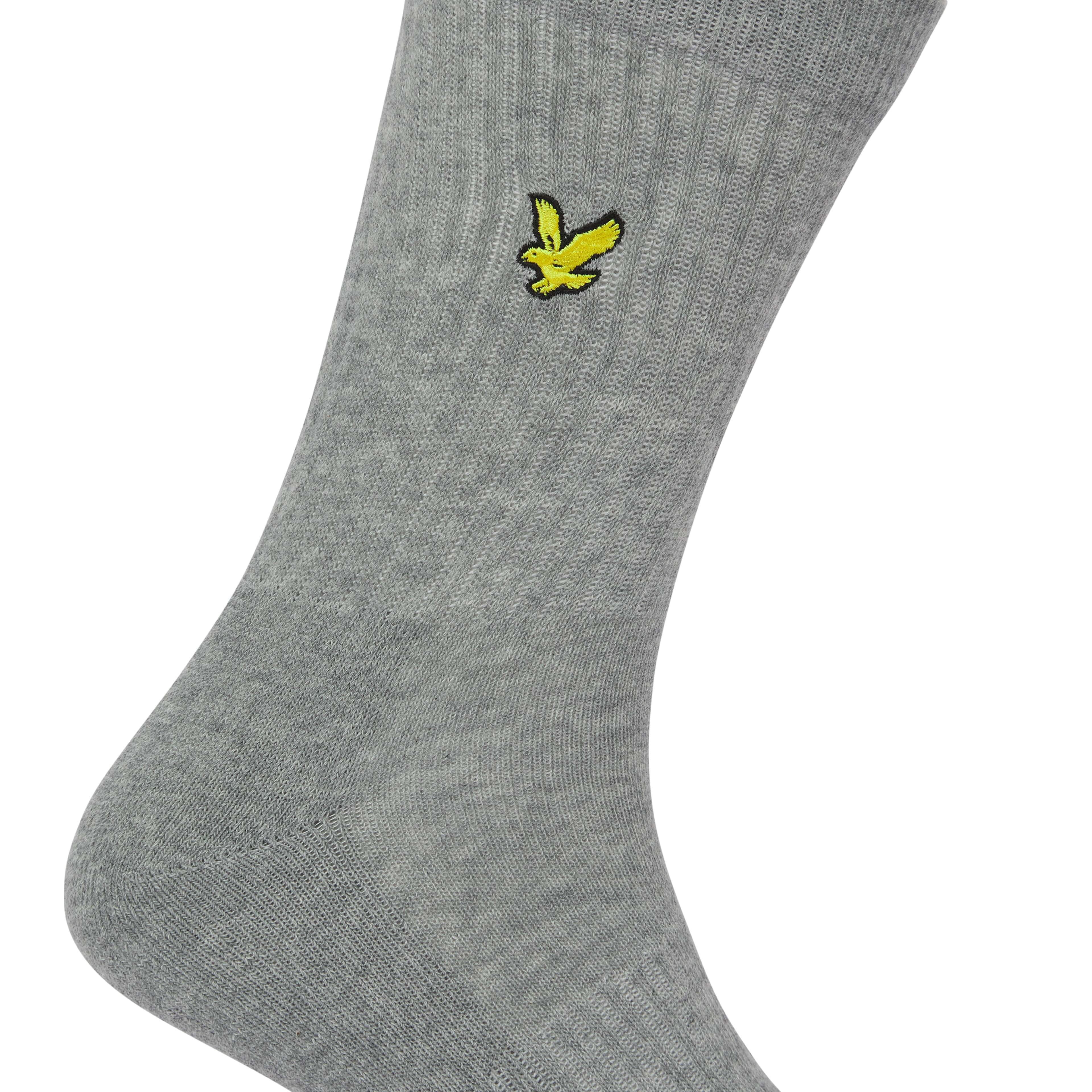 Lyle & Scott 3 Pack Hamilton Crew Socks - Dark Denim/Grey Marl/Dried Herb