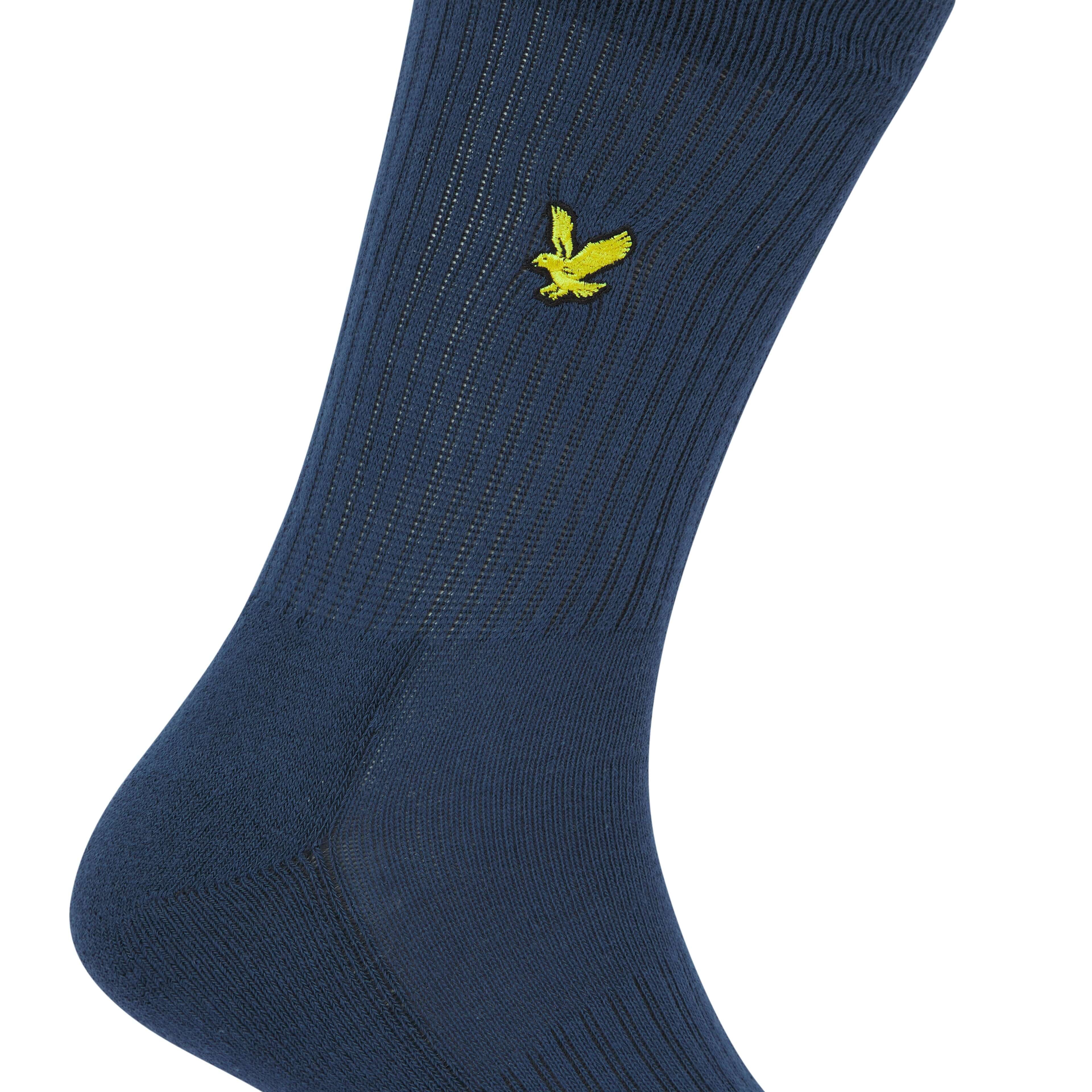 Lyle & Scott 3 Pack Hamilton Crew Socks - Dark Denim/Grey Marl/Dried Herb