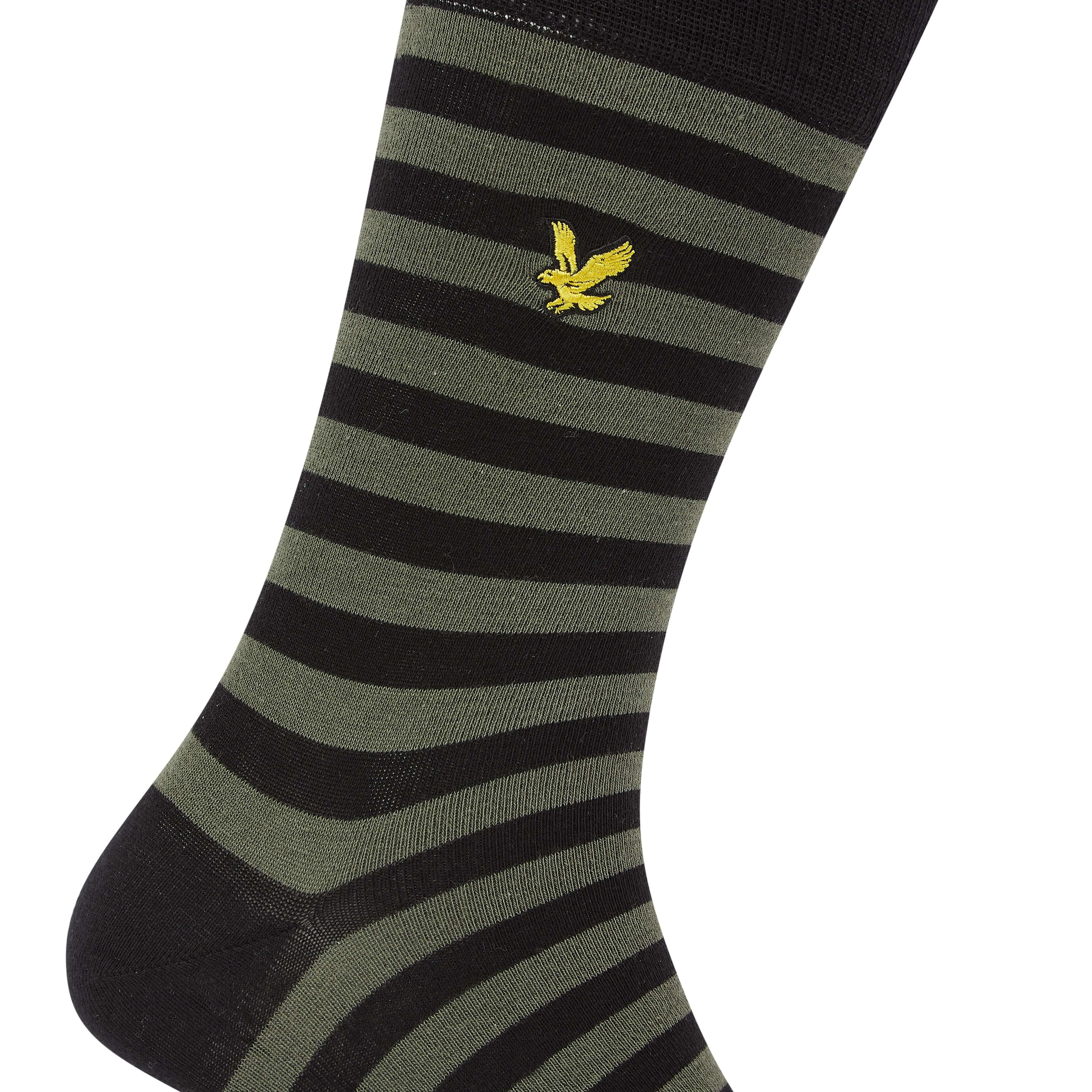 Lyle & Scott 5 Pack Mix Crew Socks - Argyle/Dark Olive/Stripe/Black