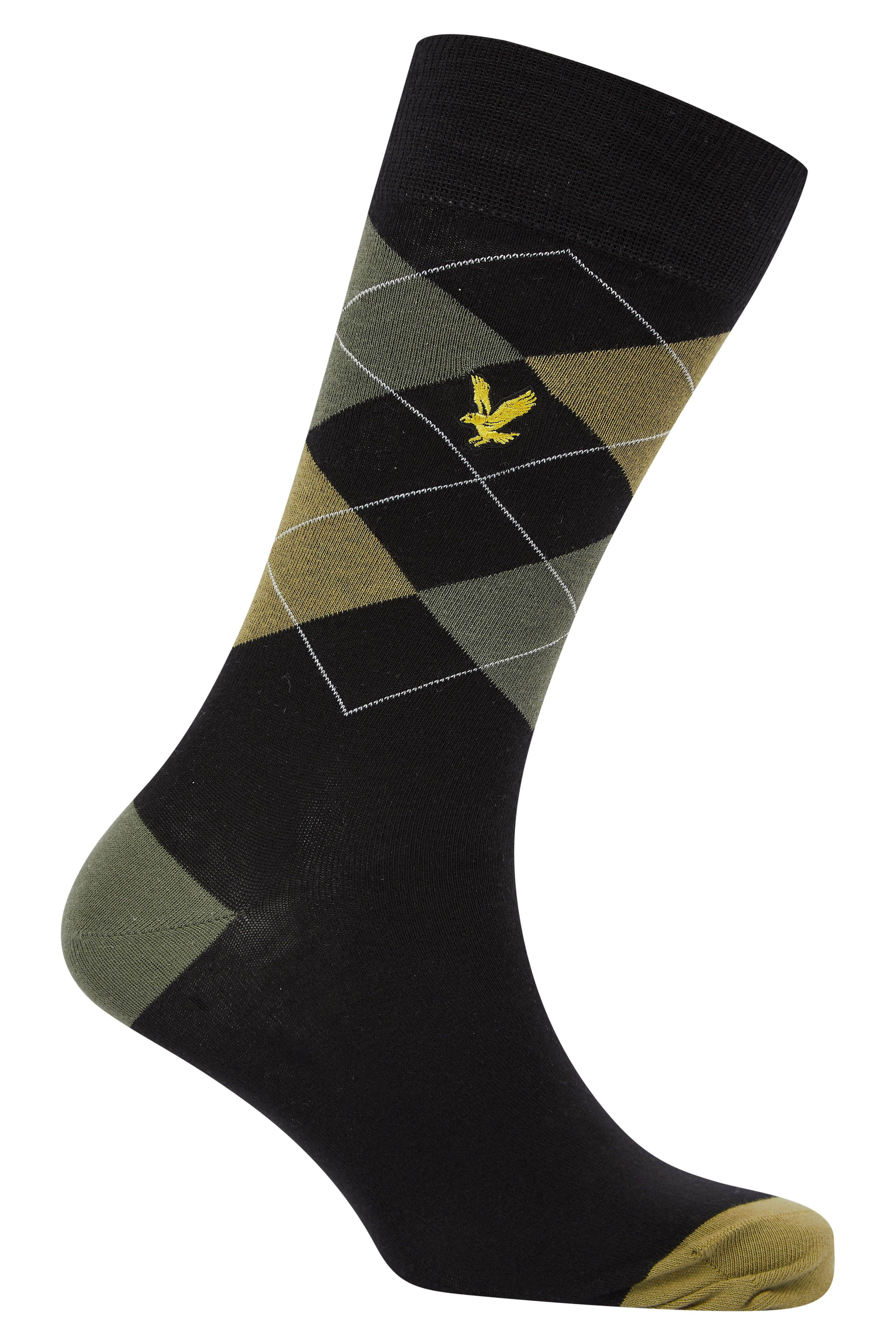 Lyle & Scott 5 Pack Mix Crew Socks - Argyle/Dark Olive/Stripe/Black