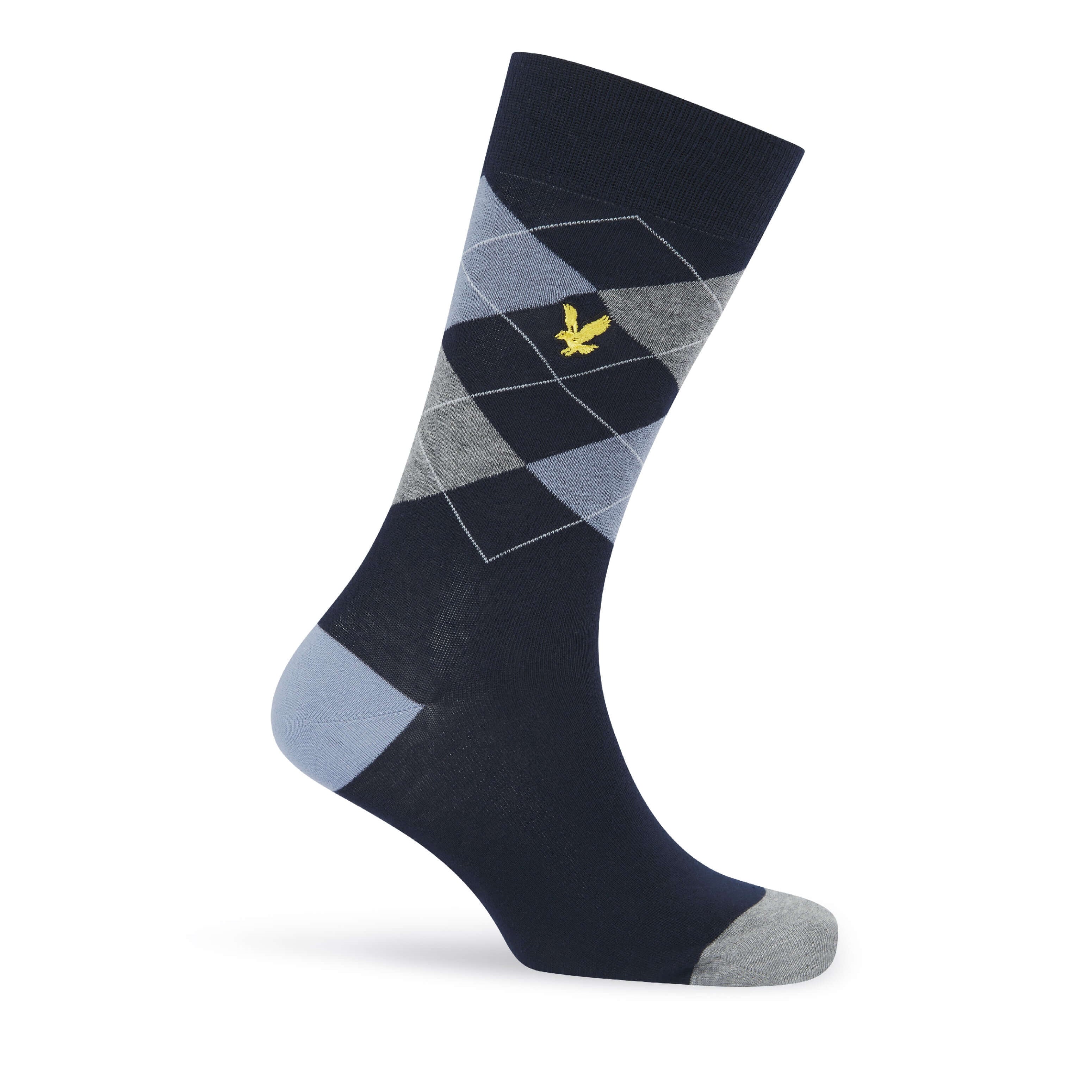 Lyle & Scott 5 Pack Mix Crew Socks - Argyle / Grey / Stripe / Tempest / Peacoat
