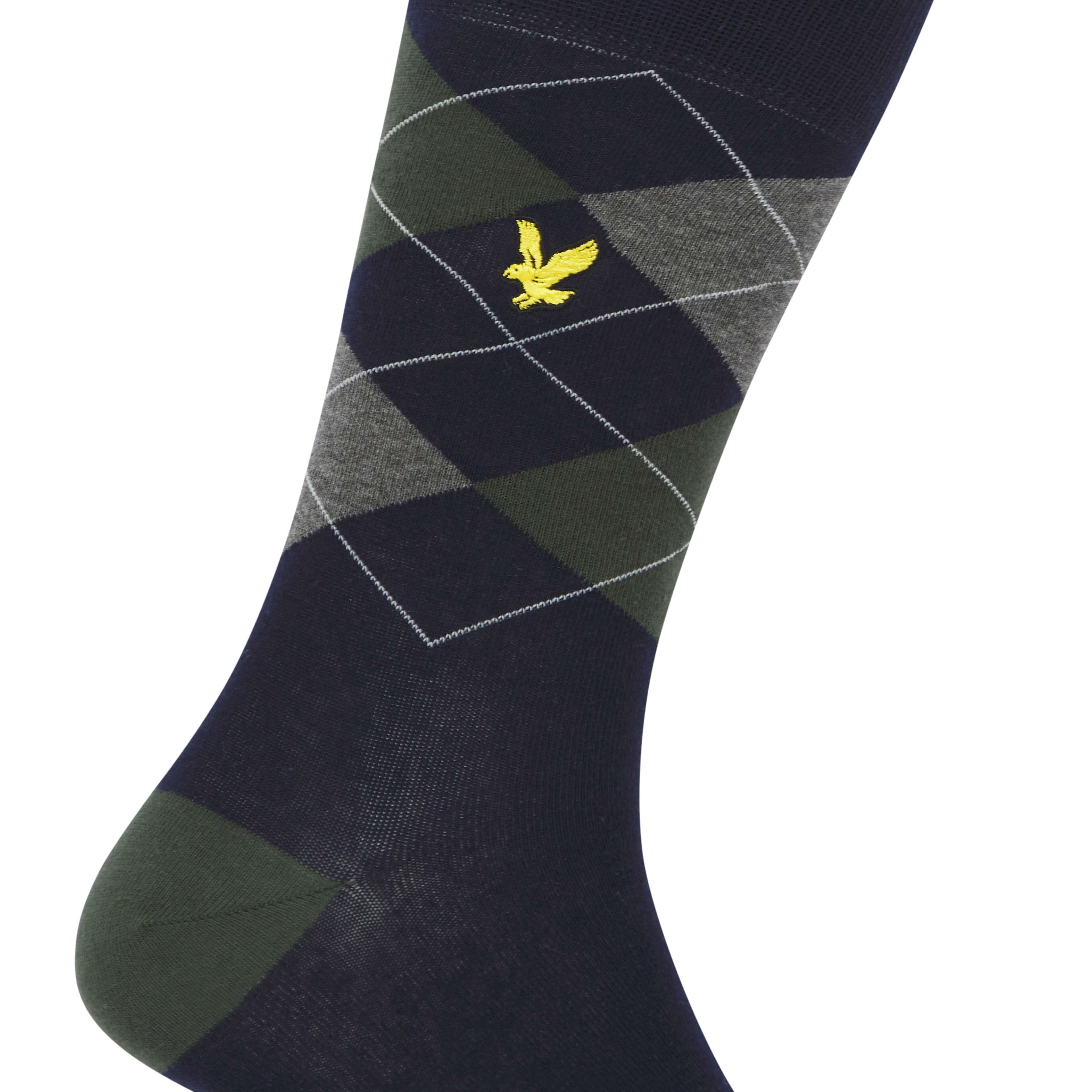 Lyle & Scott 3 Pack Argyle Hewie Crew Socks - Argyle/Ivy/Grey