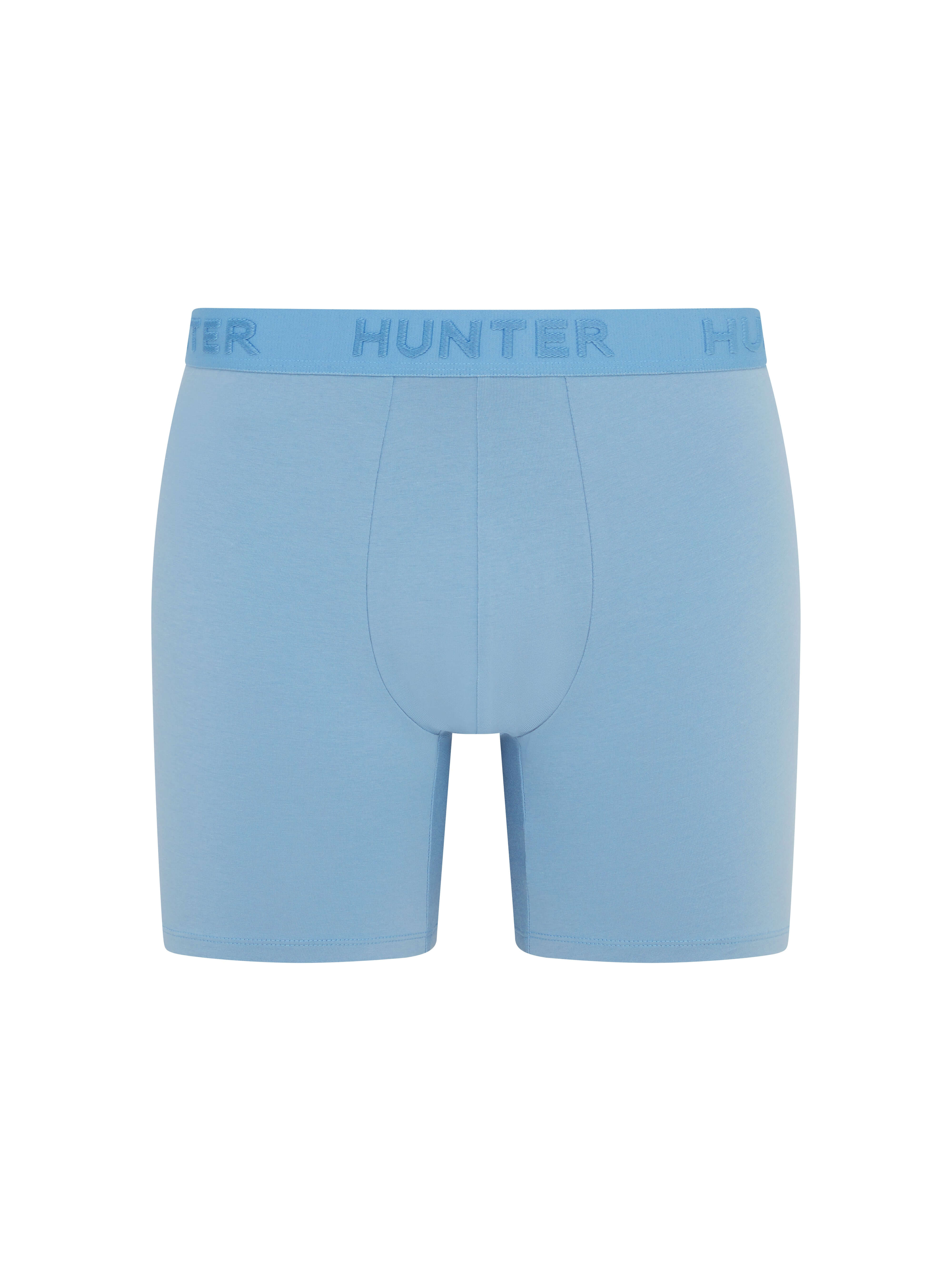 Hunter Men’s 3 Pack Embossed Logo Boxer Briefs – White/Blue/Night Sky