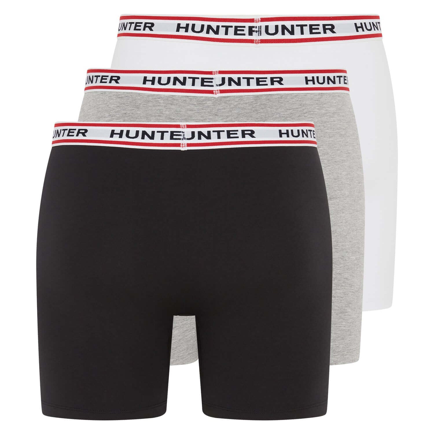 Hunter Men’s 3 Pack Heritage Logo Boxer Briefs – Black / White / Grey Marl