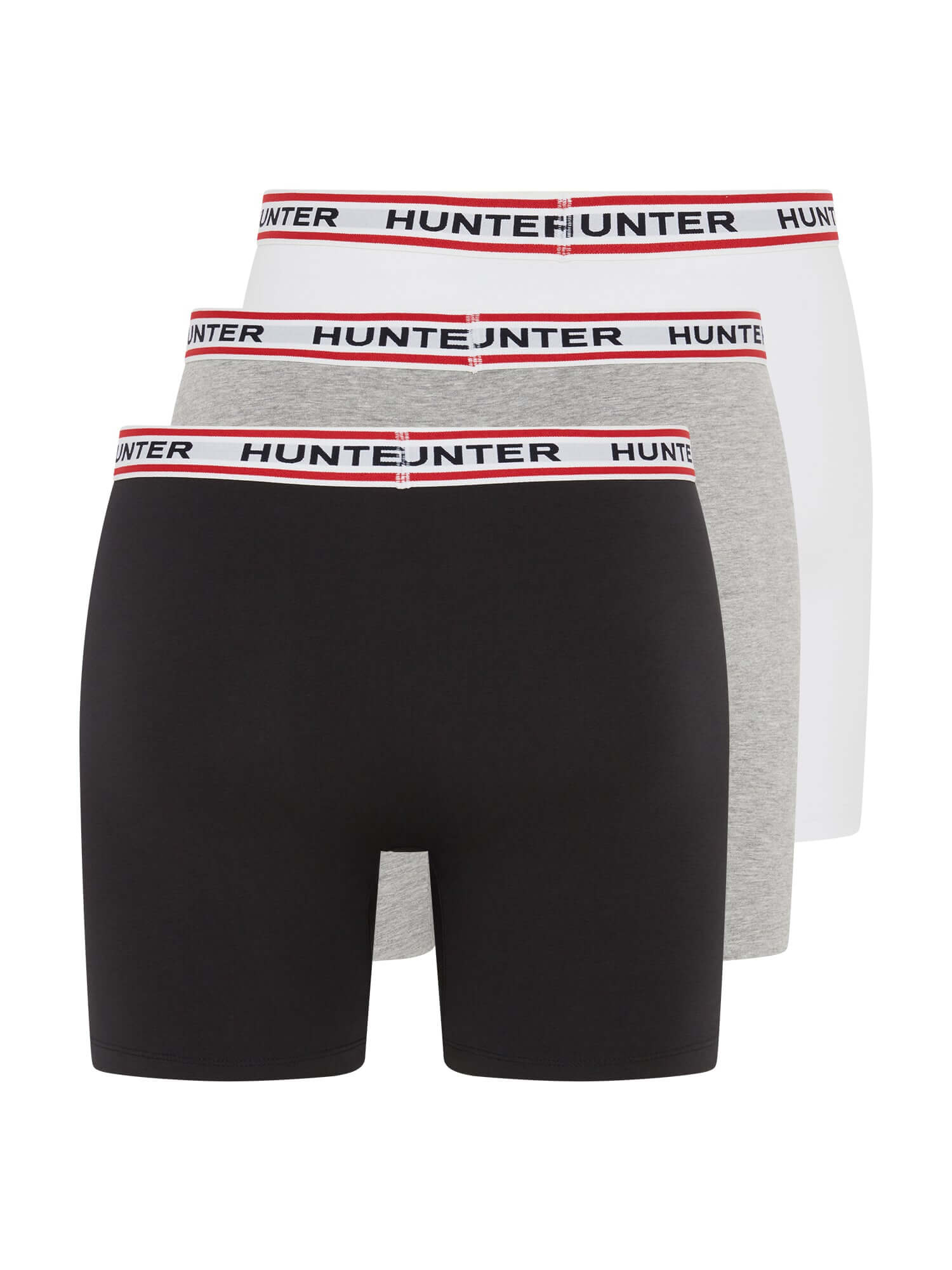 Hunter Men’s 3 Pack Heritage Logo Boxer Briefs – Black / White / Grey Marl