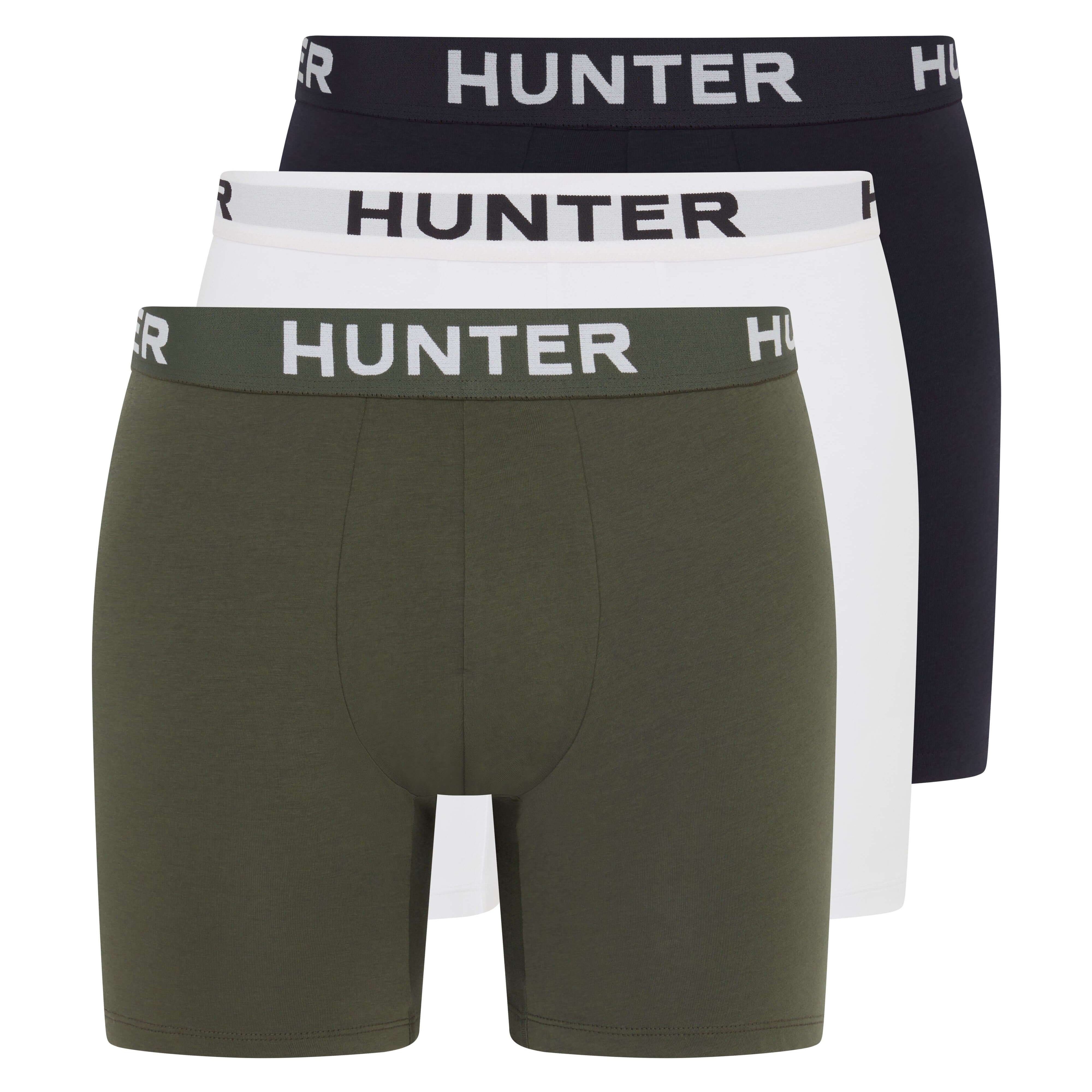 Hunter Men’s 3 Pack Jacquard Boxer Briefs – Night Sky, Bright White, Kambaba
