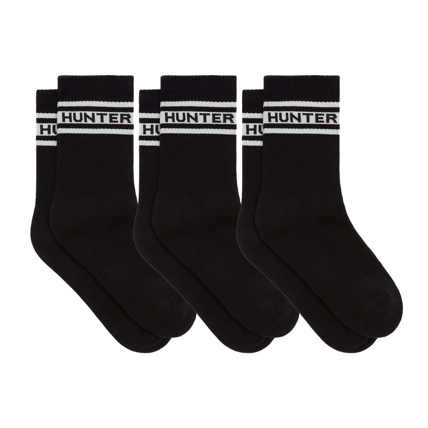 Hunter 3 Pack Organic Cotton Crew Socks – Jet Black / White