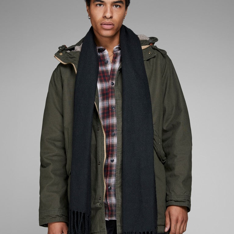 Jack & Jones JACSOLID Black woven scarf detail - style 12140332