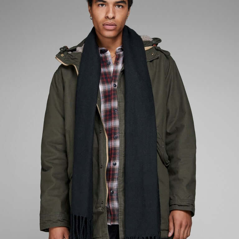 Jack & Jones JACSOLID Black woven scarf detail - style 12140332