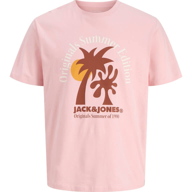 Jack & Jones JORDOWN Crew Neck 100% Cotton T-Shirt - Tickled Pink