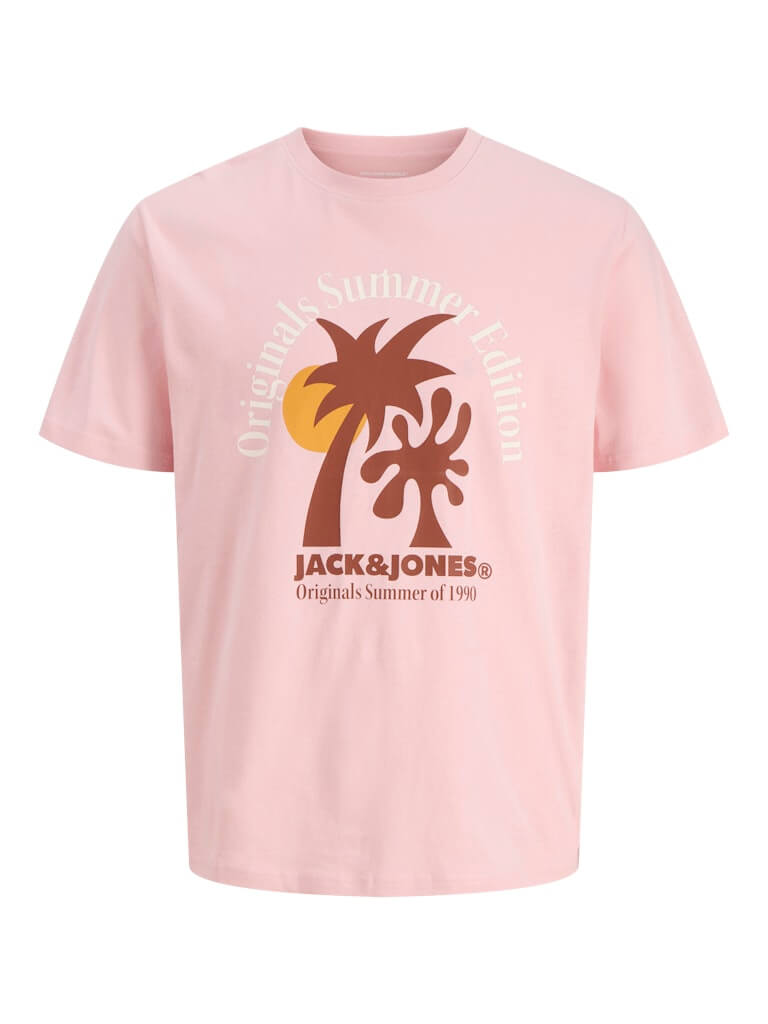 Jack & Jones JORDOWN Crew Neck 100% Cotton T-Shirt - Tickled Pink