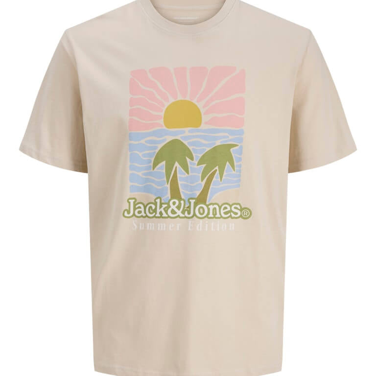 Jack & Jones JORDOWN Crew Neck 100% Cotton T-Shirt - Moonbeam