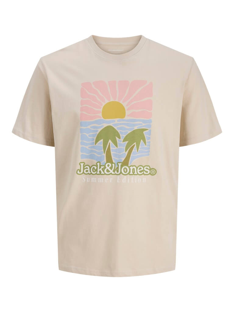 Jack & Jones JORDOWN Crew Neck 100% Cotton T-Shirt - Moonbeam