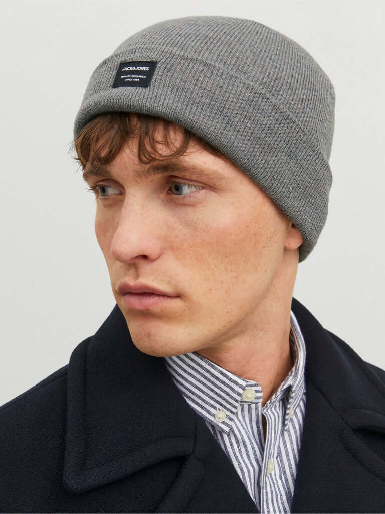Jack & Jones JACDNA knit beanie - Grey Melange