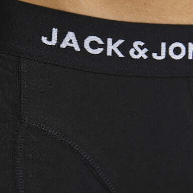 Jack & Jones 5-Pack Cotton Stretch Trunks | Black with Coloured Logo Waistbands