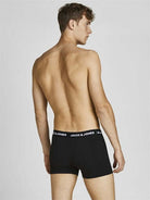 Jack & Jones 5-Pack Cotton Stretch Trunks | Black with Coloured Logo Waistbands